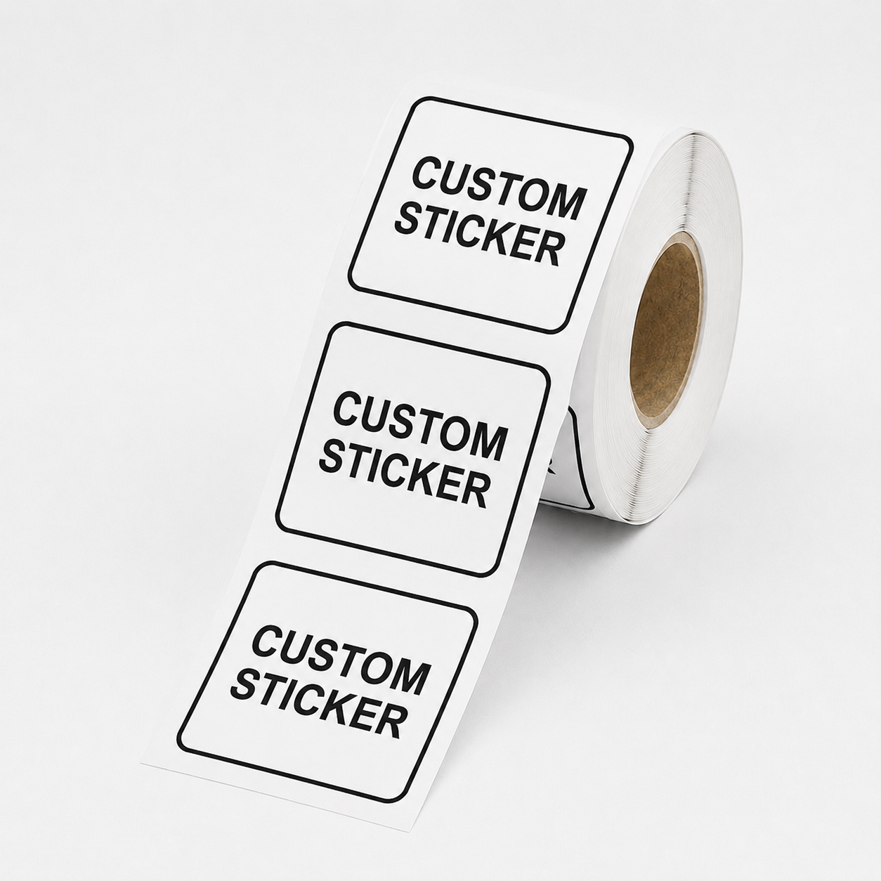 Square stickers on a roll