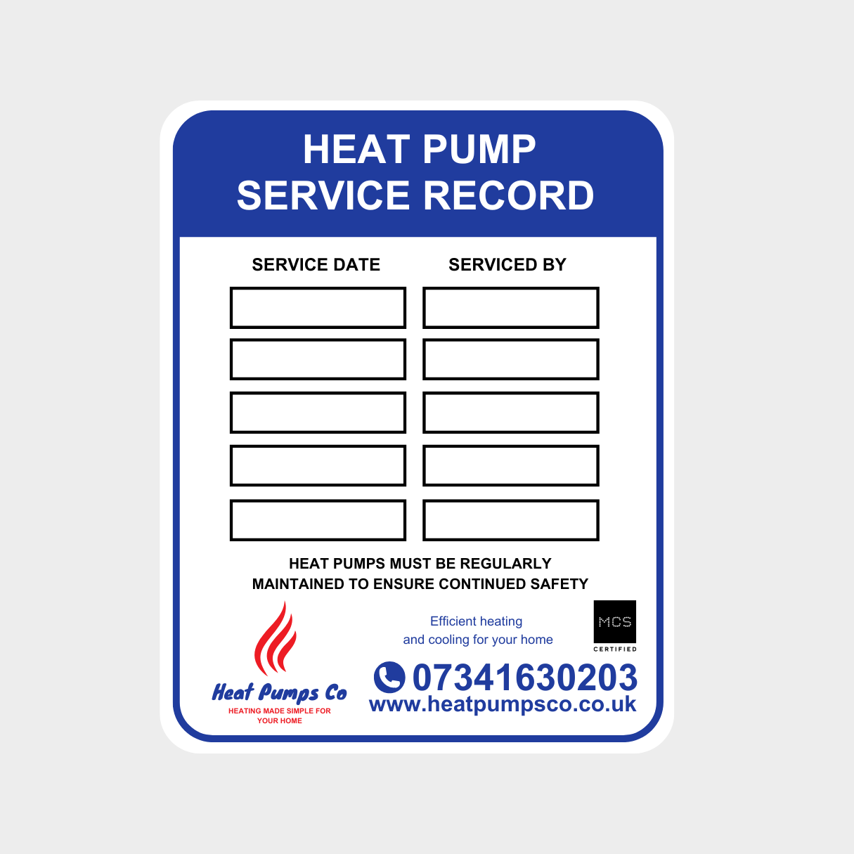 Heat Pump Service Labels